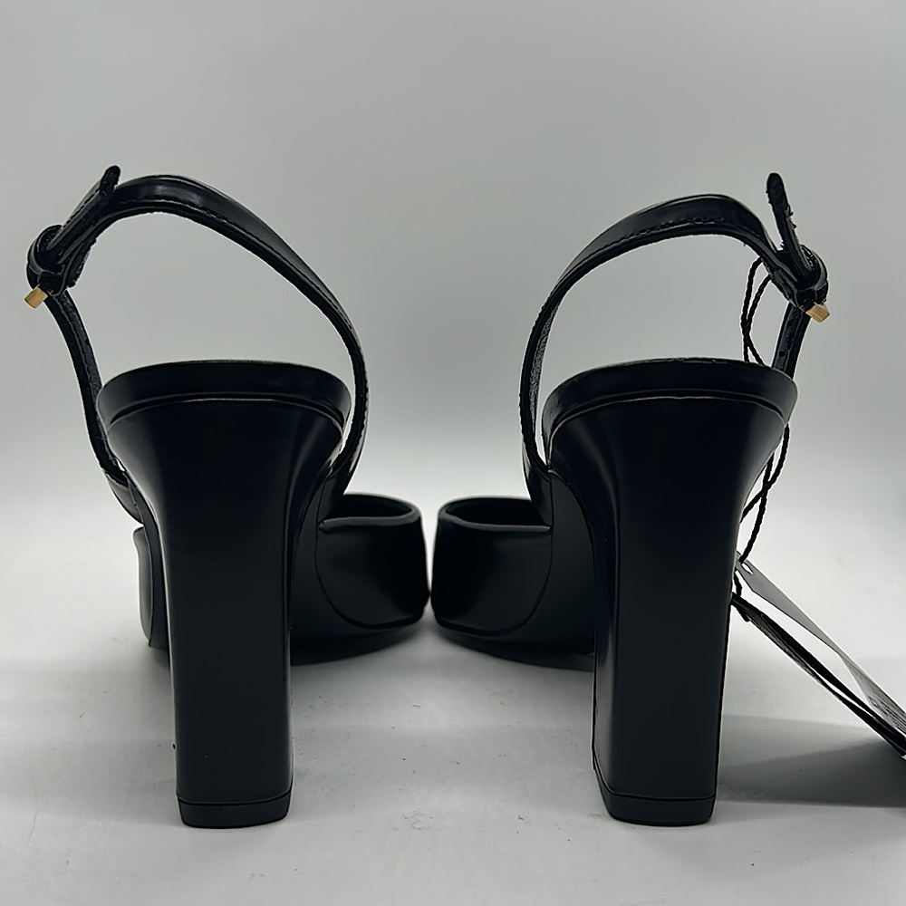 Massimo Dutti NWT Black Leather Pointed Toe Block Heels Sandals Shoes *Sz 5*🔥🔥 - Picture 5 of 7